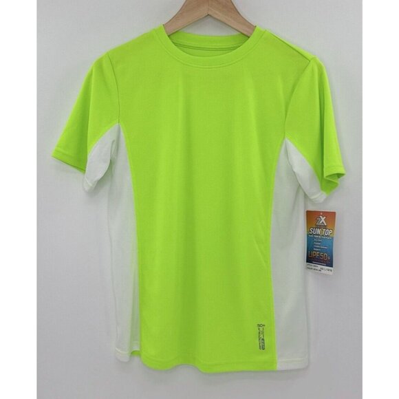 NWT ZeroXposur Boys Rash Guard Swim Shirt NWT UPF‎ 50 Neon Size L 14/16 - Picture 1 of 9